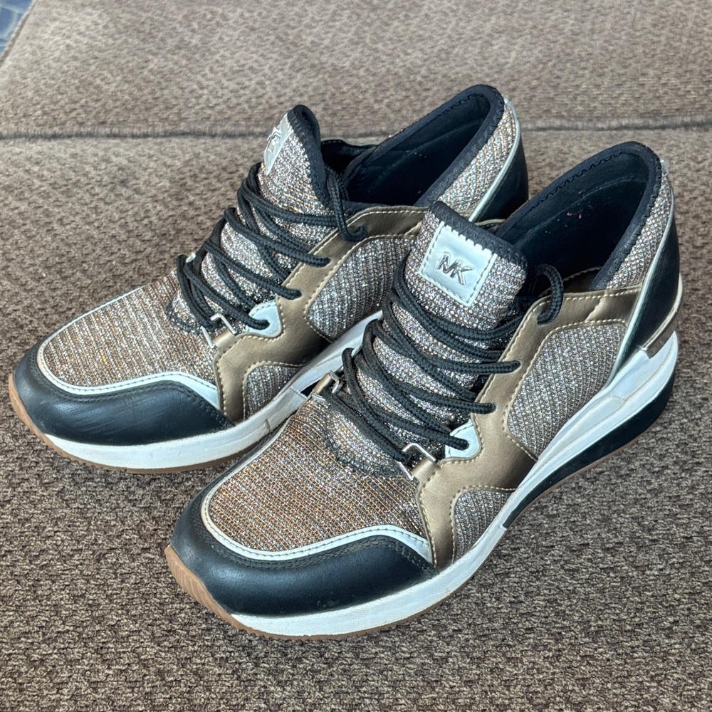 Michael Kors Women’s Black and Gold Sneakers - Picture 4 of 5